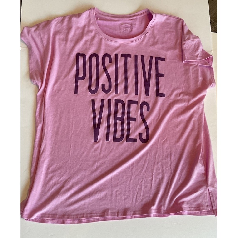 Tek Gear Dry Tek Positive Vibes Pink ‎ T-Shirt Size 2X